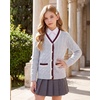 image:imageGRACE KARIN Girls Sweater Cardigan Uniform V Neck Button Knit Fall Kid Jacket Size 614Light Gray