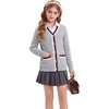 image:imageGRACE KARIN Girls Sweater Cardigan Uniform V Neck Button Knit Fall Kid Jacket Size 614Light Gray