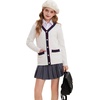 image:imageGRACE KARIN Girls Sweater Cardigan Uniform V Neck Button Knit Fall Kid Jacket Size 614White