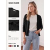 image:imageGRACE KARIN Womens Wool Blend Long Sleeve V Neck Button Up Lightweight Cardigan Sweater Open Front Dressy Casual ShrugsBlack