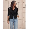 image:imageGRACE KARIN Womens Wool Blend Long Sleeve V Neck Button Up Lightweight Cardigan Sweater Open Front Dressy Casual ShrugsBlack