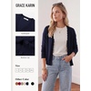 image:imageGRACE KARIN Womens Wool Blend Long Sleeve V Neck Button Up Lightweight Cardigan Sweater Open Front Dressy Casual ShrugsNavy Blue