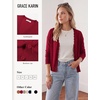 image:imageGRACE KARIN Womens Wool Blend Long Sleeve V Neck Button Up Lightweight Cardigan Sweater Open Front Dressy Casual ShrugsRed