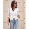 image:imageGRACE KARIN Womens Wool Blend Long Sleeve V Neck Button Up Lightweight Cardigan Sweater Open Front Dressy Casual ShrugsWhite