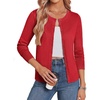 image:imageGRACE KARIN Cardigan Sweaters for Women 2026 Button Down Long Sleeve Cardigans Scalloped Open Front Lightweight SweaterRed