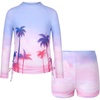 image:imageGRACE KARIN Girls Swimsuit Rash Guard Set Two Piece Long Sleeve Beach Summer Vacation Swimwear 714YBluepink Gradient Coconut