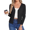 image:imageGRACE KARIN Womens Wool Blend Long Sleeve V Neck Button Up Lightweight Cardigan Sweater Open Front Dressy Casual ShrugsBlack