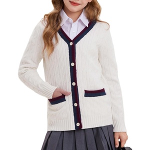 image:imageGRACE KARIN Girls Sweater Cardigan Uniform V Neck Button Knit Fall Kid Jacket Size 614White