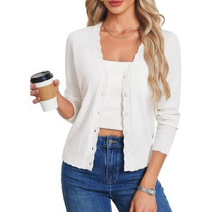 image:imageGRACE KARIN Womens Wool Blend Long Sleeve V Neck Button Up Lightweight Cardigan Sweater Open Front Dressy Casual ShrugsWhite