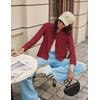 image:imageGRACE KARIN Cropped Cardigan Sweaters for Women Cotton Button up Sweater Oversized Knit Cardigans Trendy 2026Wine Red