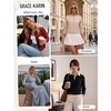 image:imageGRACE KARIN Cropped Cardigan Sweaters for Women Cotton Button up Sweater Oversized Knit Cardigans Trendy 2026Wine Red