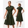 image:imageGRACE KARIN Womens Short Sleeve Shirt Dresses 2026 Summer Midi Button Down Dress Work Business Casual Dress with PocketsArmy Green