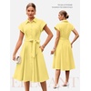 image:imageGRACE KARIN Womens Short Sleeve Shirt Dresses 2026 Summer Midi Button Down Dress Work Business Casual Dress with PocketsButter Yellow