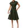image:imageGRACE KARIN Womens Short Sleeve Shirt Dresses 2026 Summer Midi Button Down Dress Work Business Casual Dress with PocketsArmy Green