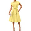 image:imageGRACE KARIN Womens Short Sleeve Shirt Dresses 2026 Summer Midi Button Down Dress Work Business Casual Dress with PocketsButter Yellow