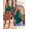 image:imageGARCE KARIN Women Bow Tie Neck Tops 2026 Fall Lace Long Sleeve Blouse Business Dressy Casual Shirt Work Office FormalGreen