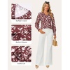 image:imageGRACE KARIN Womens Boho Floral Tops 2026 Fall Button Down Long Sleeve Blouses Dressy Casual V Neck Work Trendy ShirtsBrown White Floral