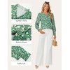 image:imageGRACE KARIN Womens Boho Floral Tops 2026 Fall Button Down Long Sleeve Blouses Dressy Casual V Neck Work Trendy ShirtsGreen