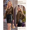 image:imageGRACE KARIN Womens Business Casual Tops Long Sleeve Work Satin Blouses Dressy V Neck Silk Shirts Fall Trendy OutfitsKhaki