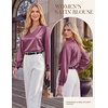image:imageGRACE KARIN Womens Business Casual Tops Long Sleeve Work Satin Blouses Dressy V Neck Silk Shirts Fall Trendy OutfitsPurple