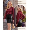 image:imageGRACE KARIN Womens Business Casual Tops Long Sleeve Work Satin Blouses Dressy V Neck Silk Shirts Fall Trendy OutfitsWine Red