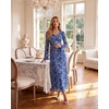 image:imageGRACE KARIN Womens Floral Long Sleeve DressesFormal Bodycon Wedding Guest DressV Neck Mesh Cocktail Maxi DressesGray Blue