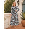 image:imageGRACE KARIN Womens Floral Long Sleeve Maxi Dress 2026 V Neck Fall Wedding Guest Outfits Boho Flowy Dresses with PocketsBlue Brown Leaves