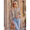 image:imageGRACE KARIN Womens Floral Long Sleeve Tops 2026 Summer V Neck Chiffon Blouses Dressy Casual Print Work Shirts Boho ClothesBeige Brown Stripe