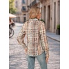 image:imageGRACE KARIN Womens Floral Long Sleeve Tops 2026 Summer V Neck Chiffon Blouses Dressy Casual Print Work Shirts Boho ClothesBeige Brown Stripe