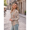 image:imageGRACE KARIN Womens Floral Long Sleeve Tops 2026 Summer V Neck Chiffon Blouses Dressy Casual Print Work Shirts Boho ClothesBeige Brown Stripe