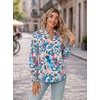 image:imageGRACE KARIN Womens Floral Long Sleeve Tops 2026 Summer V Neck Chiffon Blouses Dressy Casual Print Work Shirts Boho ClothesBlue Green Floral