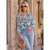 image:imageGRACE KARIN Womens Floral Long Sleeve Tops 2026 Summer V Neck Chiffon Blouses Dressy Casual Print Work Shirts Boho ClothesBlue Green Floral
