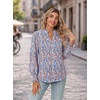 image:imageGRACE KARIN Womens Floral Long Sleeve Tops 2026 Summer V Neck Chiffon Blouses Dressy Casual Print Work Shirts Boho ClothesBlue Orange Dot