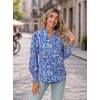 image:imageGRACE KARIN Womens Floral Long Sleeve Tops 2026 Summer V Neck Chiffon Blouses Dressy Casual Print Work Shirts Boho ClothesBlue Wave