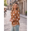 image:imageGRACE KARIN Womens Floral Long Sleeve Tops 2026 Summer V Neck Chiffon Blouses Dressy Casual Print Work Shirts Boho ClothesBrown Boho Floral