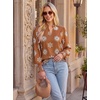 image:imageGRACE KARIN Womens Floral Long Sleeve Tops 2026 Summer V Neck Chiffon Blouses Dressy Casual Print Work Shirts Boho ClothesBrown Boho Floral