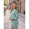 image:imageGRACE KARIN Womens Floral Long Sleeve Tops 2026 Summer V Neck Chiffon Blouses Dressy Casual Print Work Shirts Boho ClothesGreen Wave