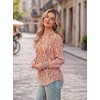 image:imageGRACE KARIN Womens Floral Long Sleeve Tops 2026 Summer V Neck Chiffon Blouses Dressy Casual Print Work Shirts Boho ClothesOrange Brown Dot
