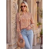 image:imageGRACE KARIN Womens Floral Long Sleeve Tops 2026 Summer V Neck Chiffon Blouses Dressy Casual Print Work Shirts Boho ClothesOrange Brown Dot