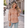 image:imageGRACE KARIN Womens Floral Long Sleeve Tops 2026 Summer V Neck Chiffon Blouses Dressy Casual Print Work Shirts Boho ClothesOrange Brown Dot