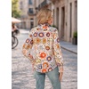 image:imageGRACE KARIN Womens Floral Long Sleeve Tops 2026 Summer V Neck Chiffon Blouses Dressy Casual Print Work Shirts Boho ClothesOrange Honeycomb Folk