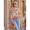image:imageGRACE KARIN Womens Floral Long Sleeve Tops 2026 Summer V Neck Chiffon Blouses Dressy Casual Print Work Shirts Boho ClothesOrange Honeycomb Folk