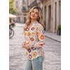 image:imageGRACE KARIN Womens Floral Long Sleeve Tops 2026 Summer V Neck Chiffon Blouses Dressy Casual Print Work Shirts Boho ClothesOrange Honeycomb Folk