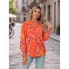 image:imageGRACE KARIN Womens Floral Long Sleeve Tops 2026 Summer V Neck Chiffon Blouses Dressy Casual Print Work Shirts Boho ClothesOrange Purple Floral