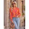 image:imageGRACE KARIN Womens Floral Long Sleeve Tops 2026 Summer V Neck Chiffon Blouses Dressy Casual Print Work Shirts Boho ClothesOrange Purple Floral