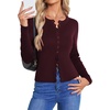 image:imageGRACE KARIN Womens Lightweight Cardigan Sweaters Cropped Button Up Scalloped Summer Outfits for Women 2026Wine Red