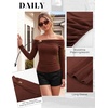 image:imageGRACE KARIN Womens Long Sleeve Off Shoulder Tops Sexy Slim Fitted Y2K Going Out Tops Fall Fashion Outfits 2026Coffee