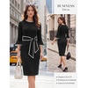 image:imageGRACE KARIN Work Dresses for Women 34 Sleeve Bodycon Pencil Business Outfits Color Block Office Church Clothes with BeltBlack