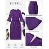 image:imageGRACE KARIN Work Dresses for Women 34 Sleeve Bodycon Pencil Business Outfits Color Block Office Church Clothes with BeltDeep Purple