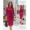 image:imageGRACE KARIN Work Dresses for Women 34 Sleeve Bodycon Pencil Business Outfits Color Block Office Church Clothes with BeltRose